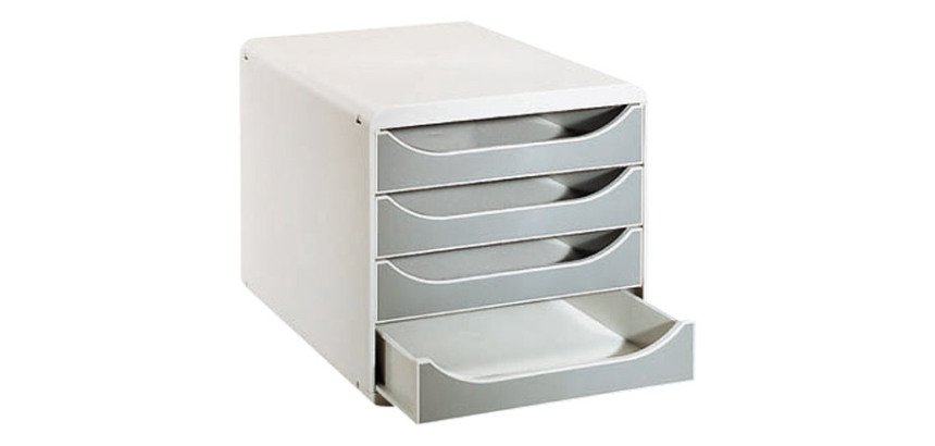 Module de classement Exacompta Big Box coffre gris clair 4 tiroirs couleur