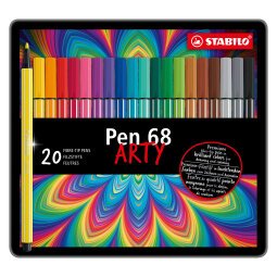 Feutre Stabilo Pen 68 Arty couleurs assorties pointe ogive 1 mm - Boîte de 20