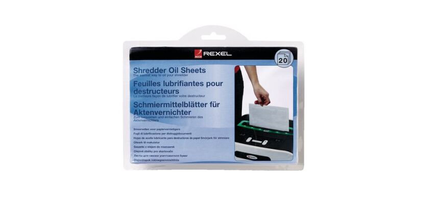 Kit 20 Blätter um Rexel Aktenvernichter zu schmieren