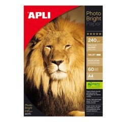 Papel Fotográfico Apli Bright Brillante A4 240g Paquete de 60 hojas