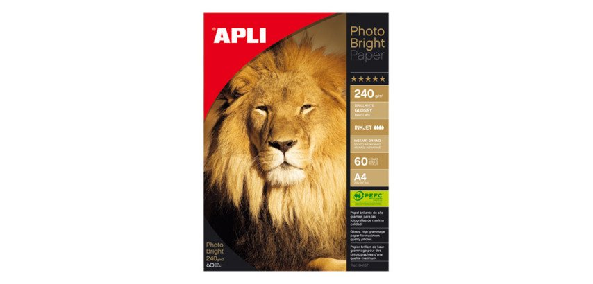 Papel Fotográfico Apli Bright Brillante A4 240g Paquete de 60 hojas