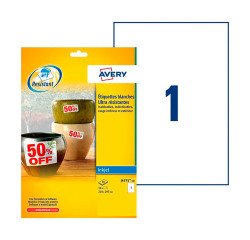 Etiquetas poliéster Inkjet 210 x 297 resistentes a intemperie -20 a 80 grados irrompible Avery J4775