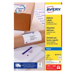 Etiquettes adresses jet d'encre 63,5 x 33,9 mm Avery J8159-100 - Boîte de 2400