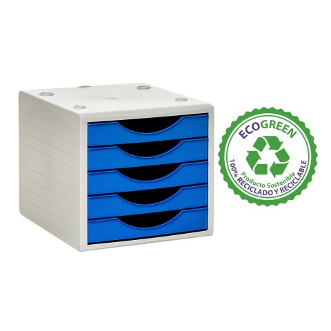 Módulo 5 Cajones Archivotec Ecogreen de Archivo 2000 100% reciclado Azul