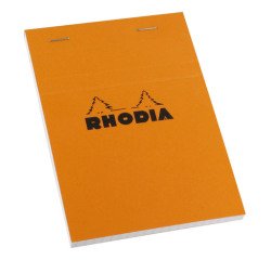 Writing block Rhodia orange stapled 80 sheets 5 x 5 n°13 size 10.5 x 14.8 cm