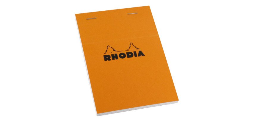 Bloc de bureau Rhodia 10,5 x 14,8 cm agrafé orange n°13 - 5 x 5 - 80 feuilles