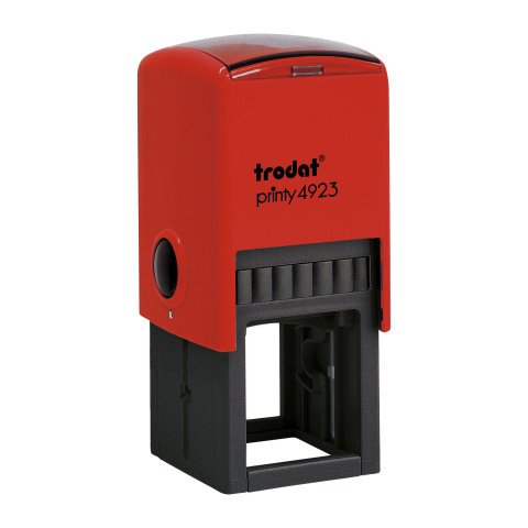 Trodat Printy 4923 sello con texto personalizado 6 líneas 30 x 30 mm monocromo Carcasa Roja