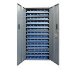 Armoire à bacs avec portes en plastique bleus - 84 bacs