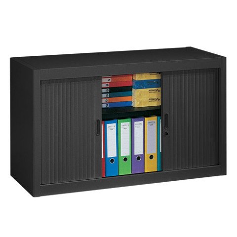 Armario de oficina metálico desmontable Clásico Alt. 70 x An. 120 cm Negro Puertas persiana