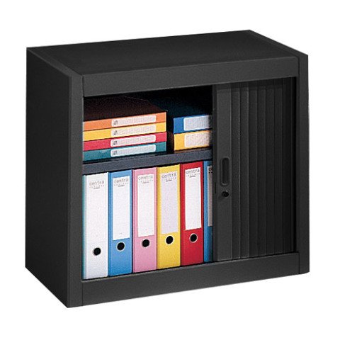 Armario de oficina metálico desmontable Clásico Alt. 70 x An. 80 cm Negro Puertas persiana