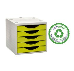 Módulo 5 Cajones Archivotec Ecogreen de Archivo 2000 100% reciclado color lima