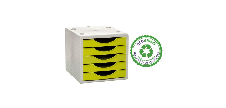 Módulo 5 Cajones Archivotec Ecogreen de Archivo 2000 100% reciclado color lima