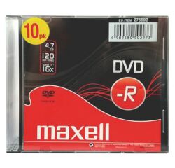 Pack 10 DVD-R 4.7 GB 16X MAXELL en caja Slim