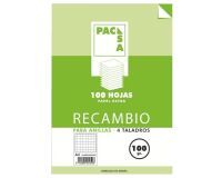 Recambio para carpeta de anillas 100 hojas 4x4 A4 Pacsa