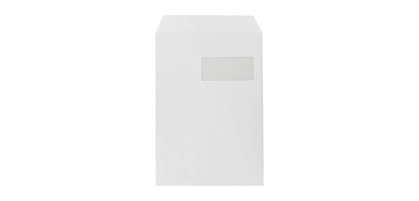 Zak-enveloppen in wit velijn 90 g La Couronne 229 x 324 mm met venster 50 x 110 mm - doos van 250