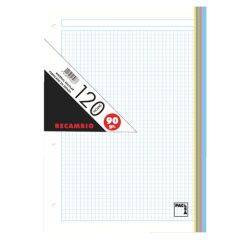 Recambio para carpeta de anillas 120 hojas 5x5 A4 Pacsa