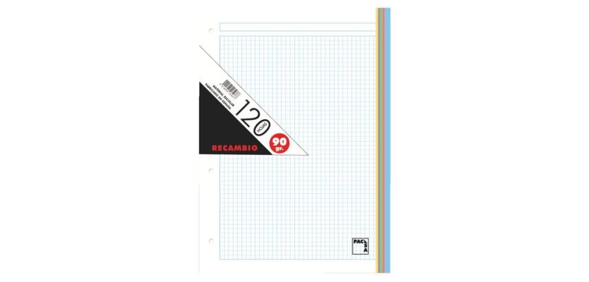 Recambio para carpeta de anillas 120 hojas 5x5 A4 Pacsa