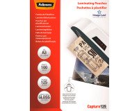 Paquete de 100 fundas de plastificación térmica A3 125 micras Fellowes Glossy