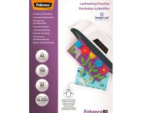 Paquete de 100 fundas de plastificación térmica A3 80 micras Fellowes Glossy