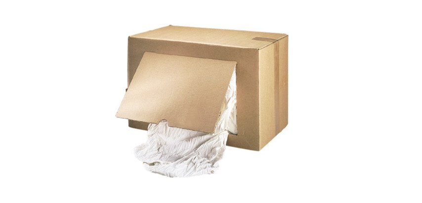 Box of 10 kg white rags for optical objects