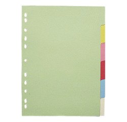 Intercalaire A4 budget carte colorée 6 onglets neutres multicolores - 1 jeu