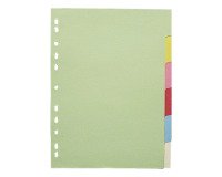 Tabbladen A4 budget gekleurd karton met 6 neutrale veelkleurige tabs - 1 set