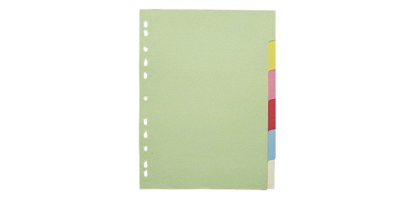 Zwischenblatt A4 Budget farbige Karte 6 neutrale mehrfarbige Tabs - 1 Set