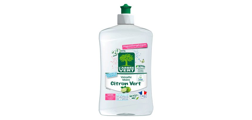 Liquide vaisselle mains L'Arbre Vert citron vert - Flacon 500 ml