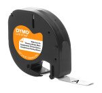 Ruban textile thermocollant Dymo LetraTag 12 mm x 2 m blanc écriture noire