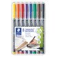 Stift Staedtler Lumocolor 313 "dry safe"-inkt extra fijn - Set van 8 fun kleuren