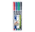 Rotulador permanente Lumocolor Staedtler punta extrafina - Caja 4 colores clásicos