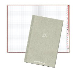 Adresboek grijs linnen 22 x 14,5 cm - geruit 5 x 5 - 192 pagina's