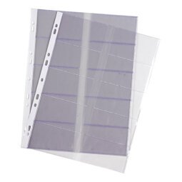 Pochettes perforées OXFORD A4 pour cartes de visite PVC lisse 10/100e - Paquet de 10