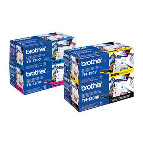 Brother TN-130 Pack toners (Noir, Cyan, Magenta et Jaune) pour imprimante laser