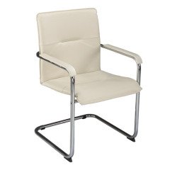 Fauteuil visiteur simili cuir Rumba - ivoire