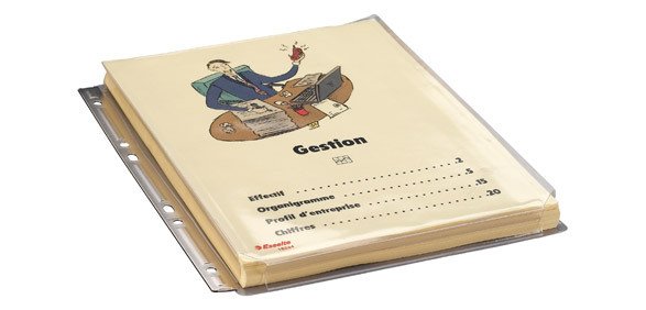 Pochette transparente perforée bande métallique à soufflets Esselte A4 PVC incolore - Sachet de 3