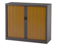 Armoire basse à rideaux monoblocs Generic 100 x 120 cm - anthracite/merisier