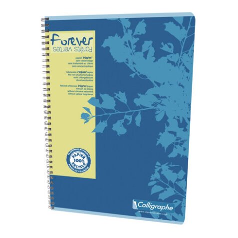 Cahier recyclé spirale Clairefontaine Forever A4 21 x 29,7 cm - petits carreaux 180 pages
