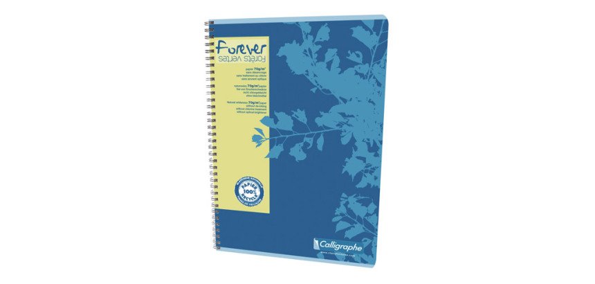 Cahier recyclé spirale Clairefontaine Forever - A4 21 x 29,7 cm - petits carreaux - 180 pages