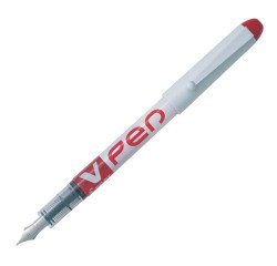 Pluma Pilot V-Pen cuerpo blanco desechable  rojo