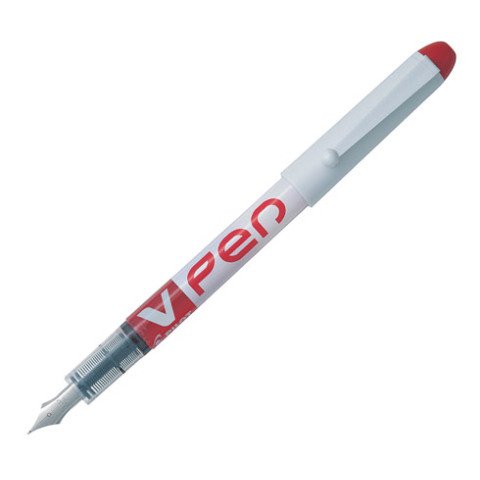 Pluma Pilot V-Pen cuerpo blanco desechable rojo