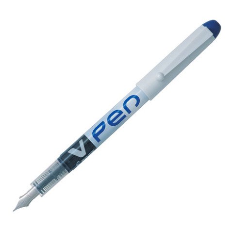 Pluma Pilot V-Pen cuerpo blanco desechable azul