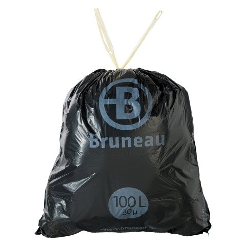 Bolsas de basura con Autocierre Bruneau 30 micras 100L - Paquete de 100 bolsas