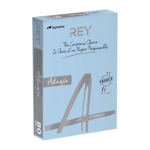 Papel A4 colores pastel 80 g Rey Adagio - Paquete de 500 hojas azul