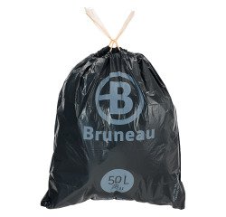 Sac poubelle 50 litres à liens coulissants Bruneau gris - 100 sacs