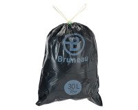 Sac poubelle 30 litres à liens coulissants Bruneau gris - 100 sacs