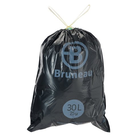 Bolsas de basura con Autocierre Bruneau 25 micras 30L - Paquete de 100 bolsas