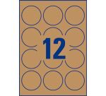 Etiquettes rondes kraft jet d'encre et laser diamètre 60 mm recyclées - Boîte de 240