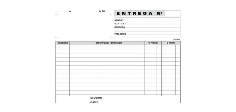 Talonario de Entrega formato 4º Natural - Castellano