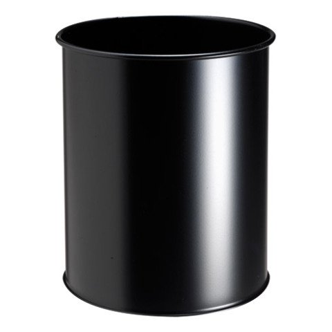 Papelera de metal lisa Durable 15L negra